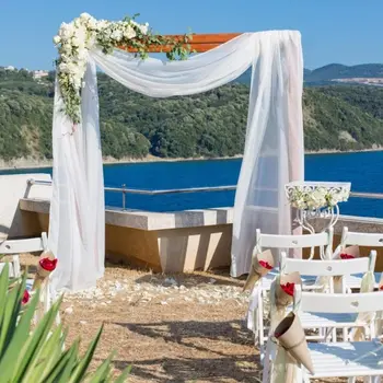 

135CM*500CM Transparent Organza Swag DIY Fabric Wedding Table Activity Party Home Decoration Stairs Bowknot Drape Table Dress