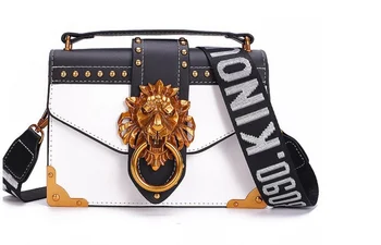 

Fashion Metal Lion Head Mini Small Square Pack Shoulder Bag Crossbody Package Clutch Women Designer Wallet Handbags Bolsos Mujer