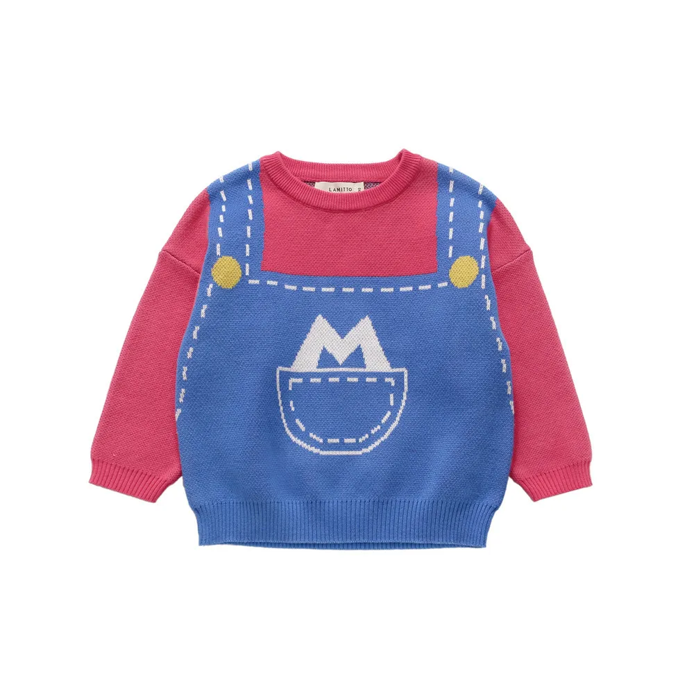 Красный Tonytaobaby/осенне-зимняя одежда; Новая детская одежда для мальчиков и девочек; Ночная легкая школьная сумка с героями мультфильмов; вязаный свитер из чистого хлопка - Цвет: Красный