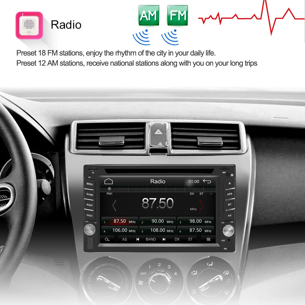 Best 6.2 Inch 2 Din Car Multimedia Player Radio Stereo WinCE bluetooth Carplay DVD Player Wifi For Navigation Support Rear Camera 7