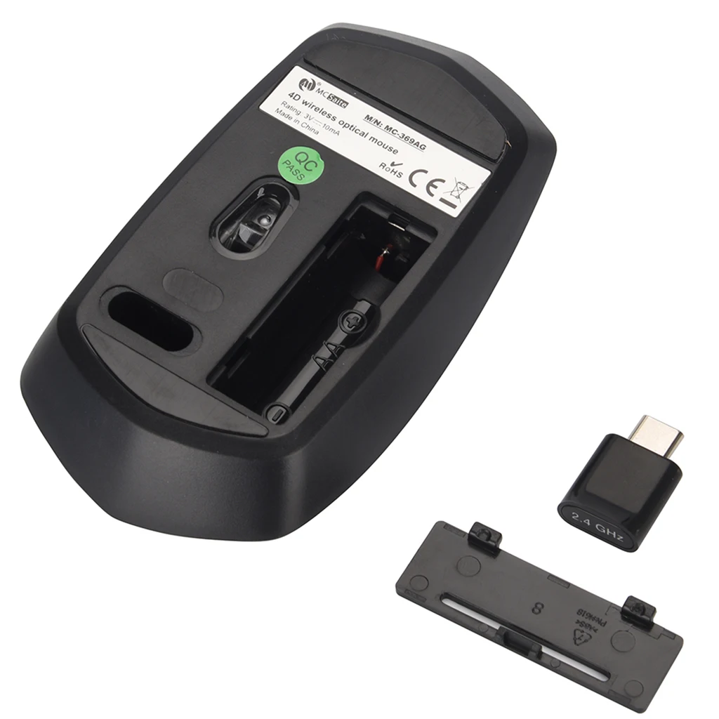 4 Buttons 1600/1200/800DPI Wireless Gaming Mouse Rechargeable Silent Optical Mice with Type C Receiver Mouse For Computer PC