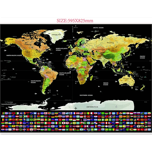 Large Erase National Flag World And Travel Map Scratch Off Tour Wall Map Travel Scratch Map Decoration Room Home Office - Image 6