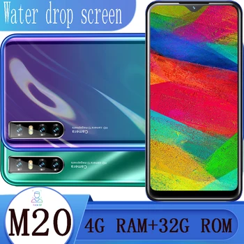 

M20 smartphones 6.26inch Global version 4G RAM Quad core 64G ROM 13MP face unlocked Android mobile phones water drop screen wifi