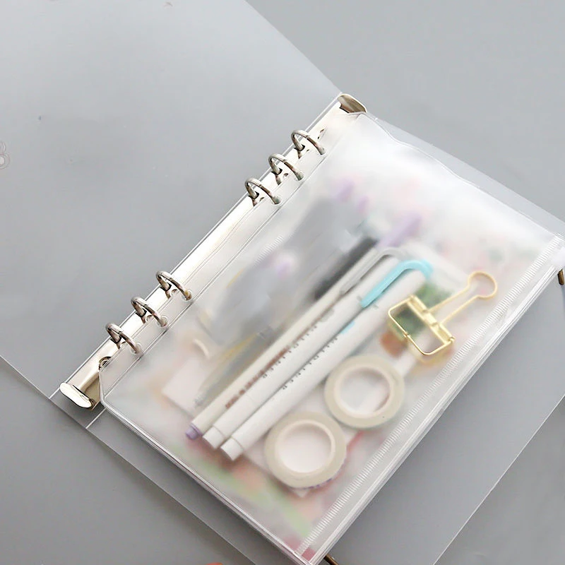 10PCS 6 Ring A5 Binder 3 Pocket Sleeves Transparent Plastic Clear Pockets  Bags Sheets A5 6 Ring Binder Inserts Accessories - AliExpress