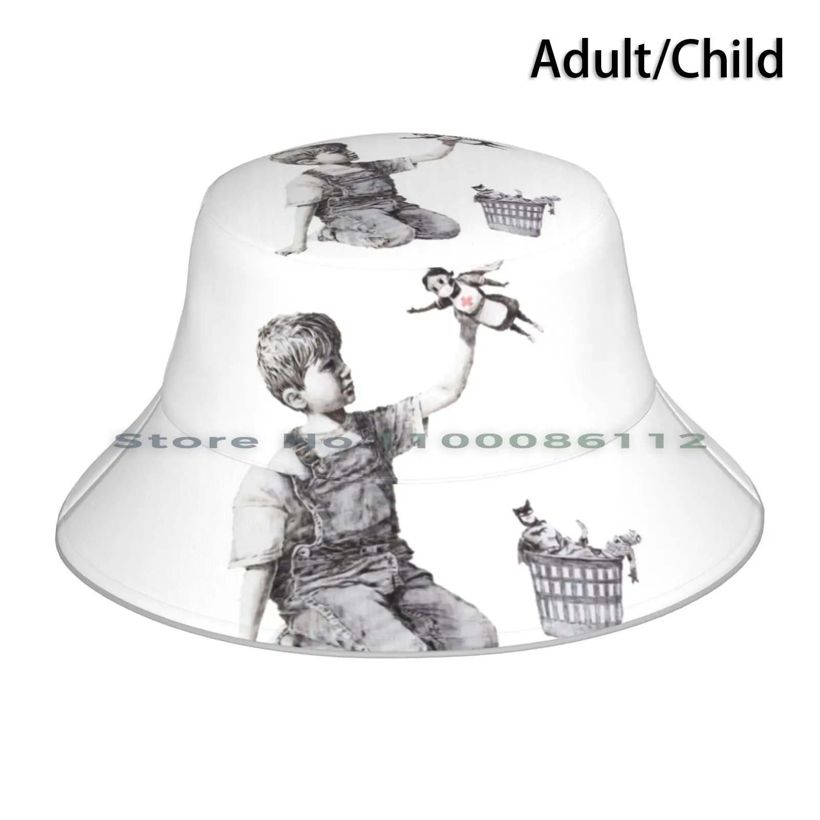 Game Changer-Banksy Bucket Hat Sun Cap Banksy Superhero Super Nurse Healthcare Kid Playing Graffiti Bansky Street Art