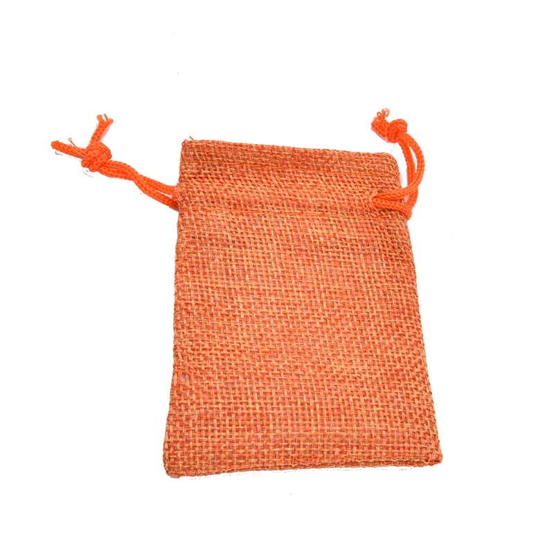 10 льняная Джутовая сумка для ювелирных изделий, сумка на шнурке, сумки для свадьбы 7*9 см - Цвет: orange