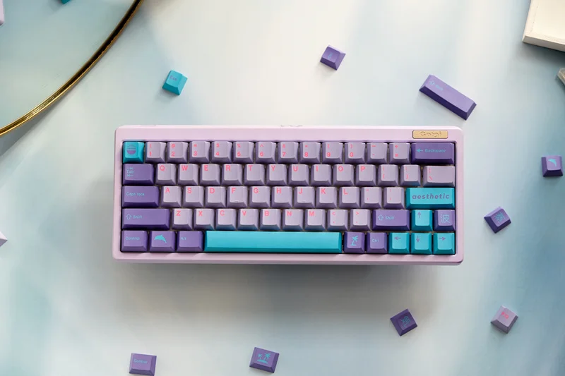 

129 клавиш/комплект, колпачок для клавиш Vaporwave s PBT, колпачок для клавиш с сублимационной печатью, колпачок для клавиш с профилем вишни для механической клавиатуры 61 64 68 84 96 980 104