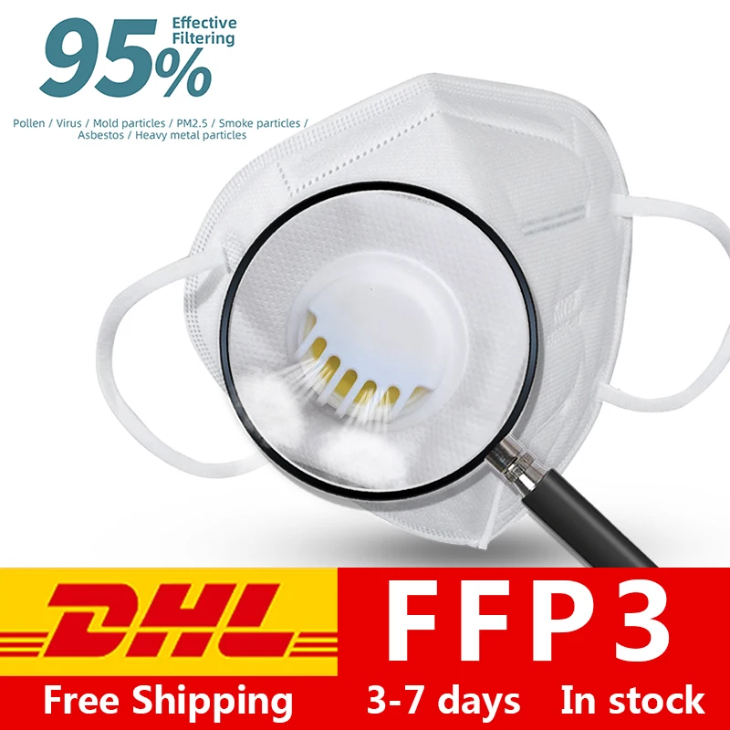 

FFP3 Face Mask with Breathing Valve Anti virus mascarilla ffp2 5 layers Anti-dust masque Disposable N95 breathing Valve Masks
