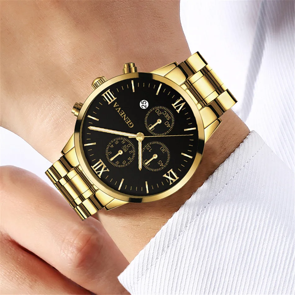 Watch Men Fashion Business Watches Luxury Calendar Clock Man Stainless Steel Quartz Wrist Watch reloj hombre