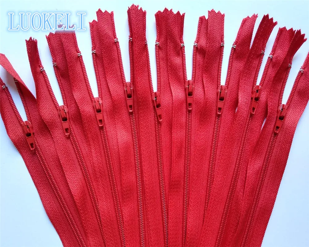 10 шт 3# закрытые нейлоновые катушки молнии(14 дюймов) 35 см портной процесс шитья многоцветные опционально - Цвет: Red