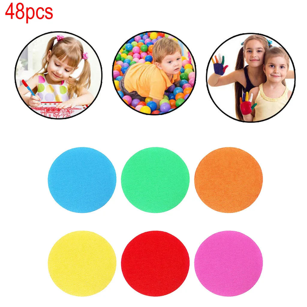 

48 Pcs Soild Carpet Markers Mesk Stickers Sitting Kids Baby Sport Game Spot Circles Classroom Education Carpet Sign Decal