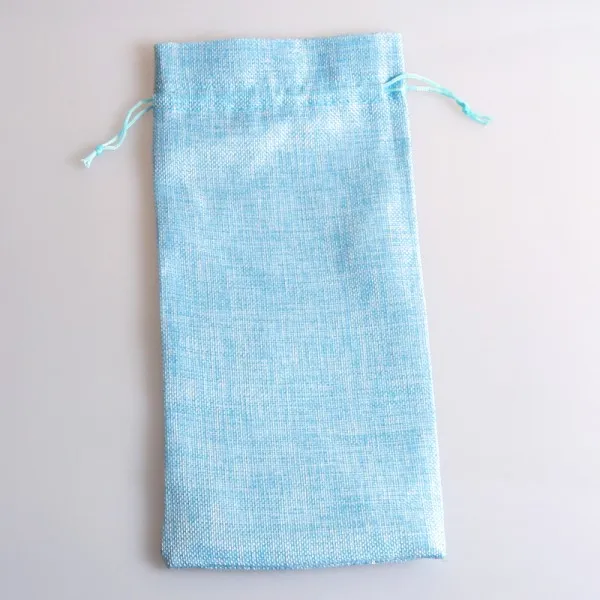 Light Blue Новая мода 16x35 см Большой размер джутовые сумки подходят для упаковки вина много цветов шнурок дышащий окружающей среды большие мешки - Цвет: Light Blue