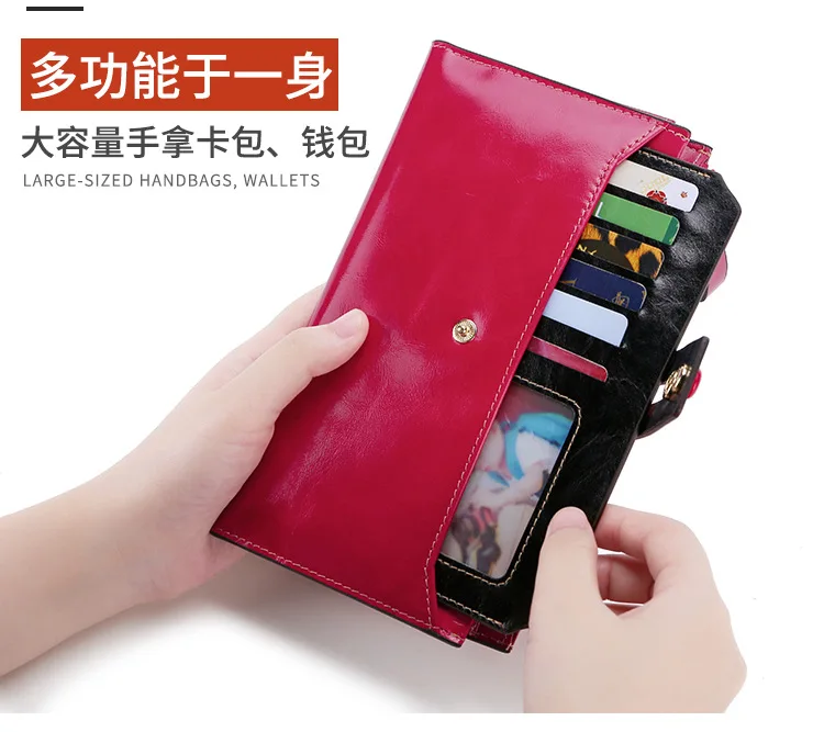 Мода RFID Подлинная кожаный женский кошелек мужской длинный бумажник женский клатч большой емкости ручной держатель карты кошельки