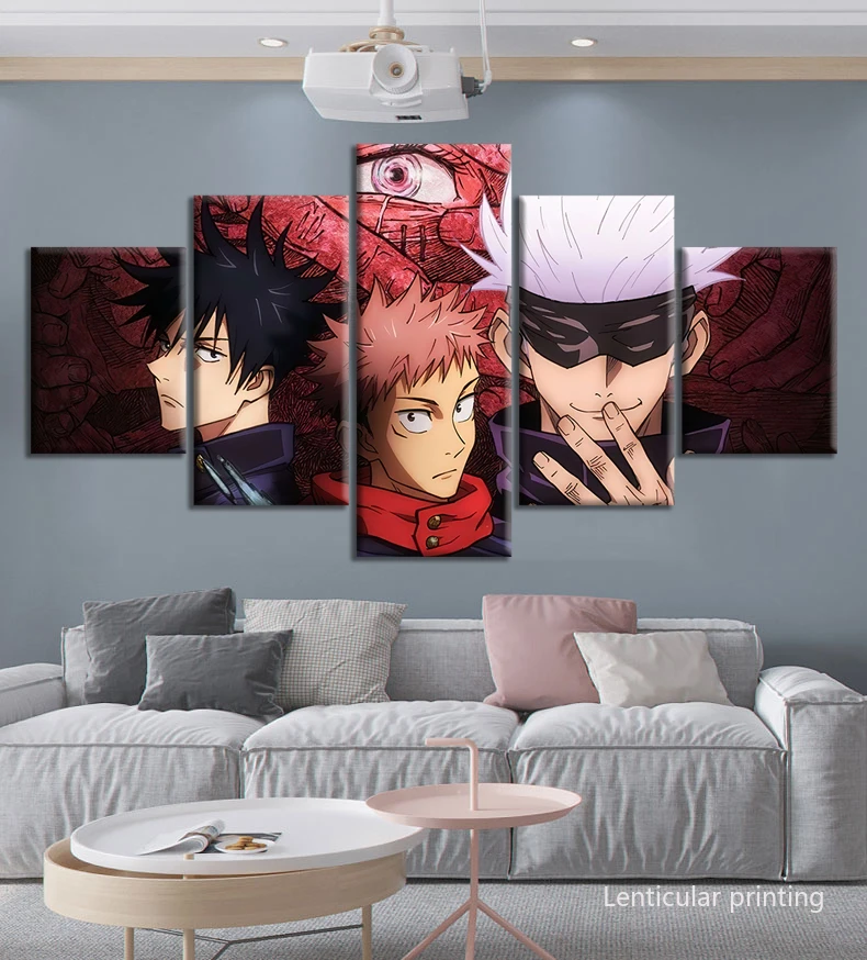 ウォールステッカー5枚 アニメ Jutsu Kaisenポスター アニメーション 壁アート 絵画 書道 Aliexpress