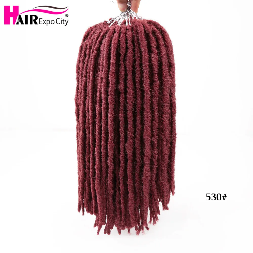 14Inch Straight Goddess Faux Locs Crochet Hair Synthetic Hair Ombre Braiding Hair Extensions Heat Resistant 18Strands Hair Expo