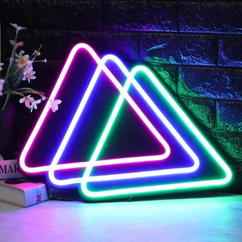 

LED Neon Sign Light Hanging Party Store Visual Artwork Lamp Triangles Neon Bulbs Wall Lamp 110-240V Home Bar Party Decoration