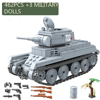 

462pcs WW2 Enlighten Military BT-7 Soviet Union Light Tank Soldier Weapon Accessory Building Blocks Bricks Toys Children Gifts