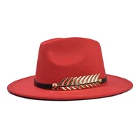 2020 High Quality Vintage Classic Felt Jazz Fedora Hat Big Brimmed Hat Cloche Cowboy Panama for Women Men Bowler Hat Fedoras 4