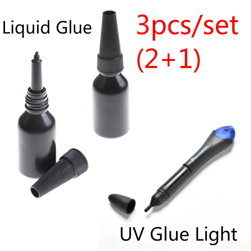 

2Pcs/set Industrial 5 Second Fix Liquid Glue With 1Pcs UV Light Refill Bottle Glass Metal Plastic LED Adhesive Touch Screen Wood