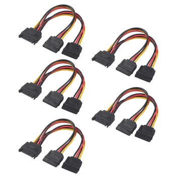 

2/5 pcs15-Pin SATA Y Splitter Power Cable Male to Female Cable for HDD Hard Drive