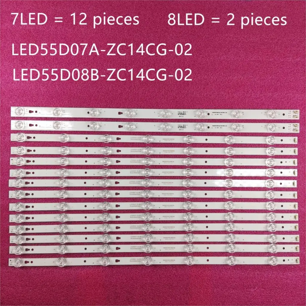 New 14 PCS/set LED Backlight strip for POLAROID MHDV5533-U4 JVC LT-55C550 LED55D08B-ZC14CG-02 LED55D07A-ZC14CG-02 30355008225
