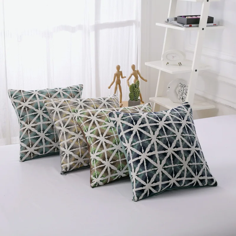 

Chenille fabric sofa cushion cover geometric throw pillow cover decorative pillow case for home hotel office car seat chair