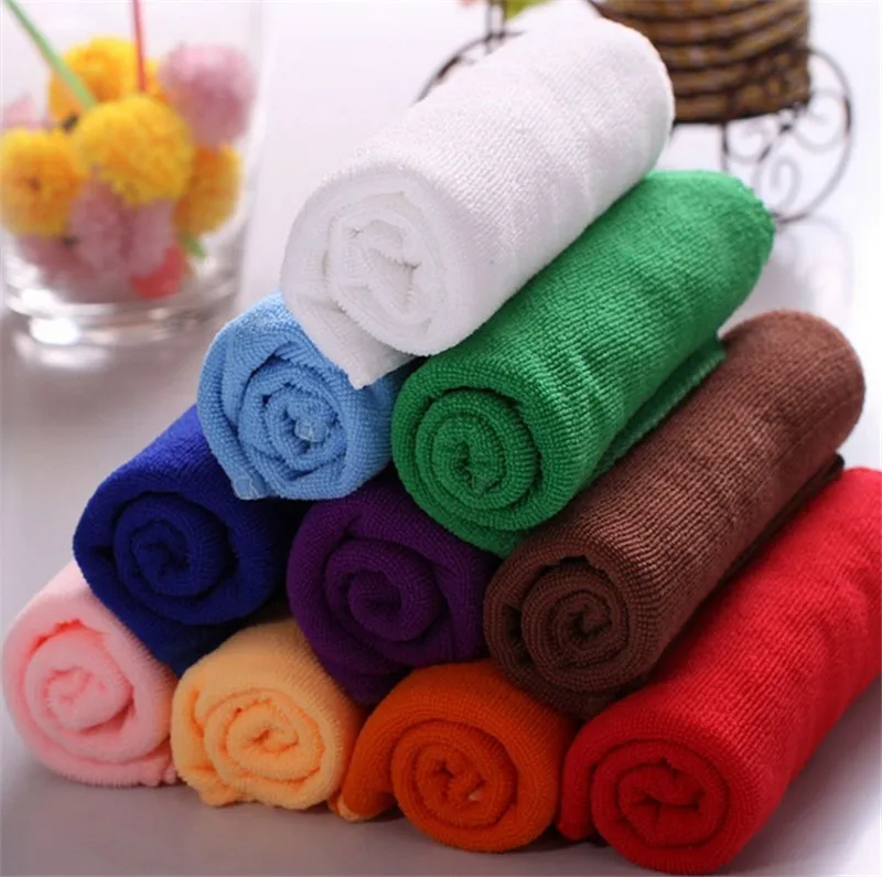 Впитывающее полотенце из микрофибры для уборки кухонных полотенец для ванной комнаты, для мытья автомобиля, полотенце для отелей, квадратное полотенце, однотонное полотенце для лица, полотенце для волос - Цвет: Random Color