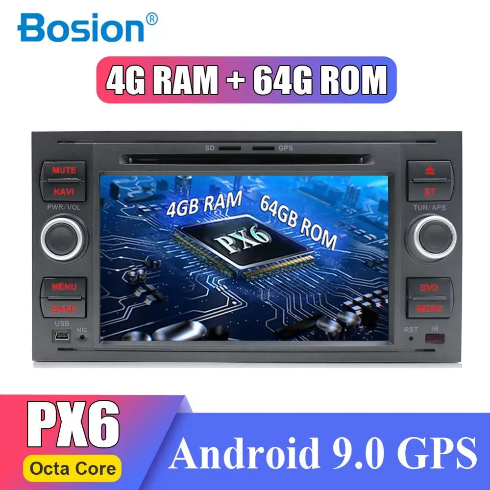 Perfect PX6 RAM 4G+ROM 64G Android 9.0 Octa core 2Din Car DVD for FORD For FOCUS 2005-2007 Galaxy Transit Radio GPS For focus camera 0