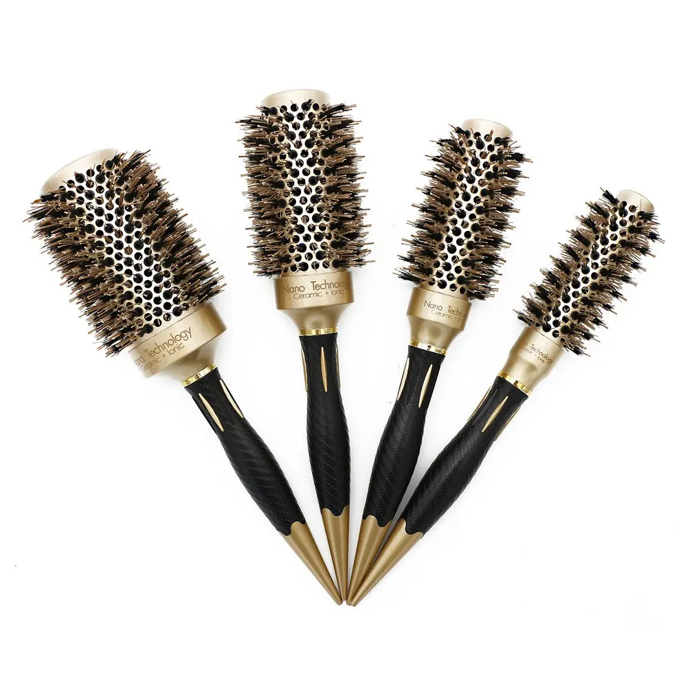 Golden Heat-Conducting Air Bristle Ceramic Roller Comb Curl Roll Style