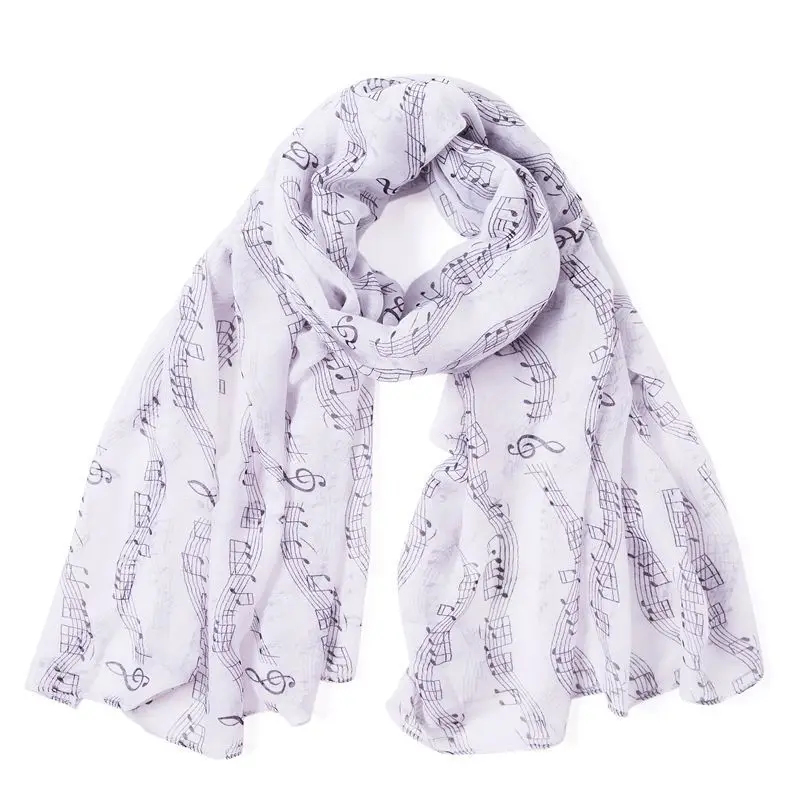

Europe And America New Style Spring And Autumn Music Notes Printed Bali Yarn Scarf Cotton Linen Sun-resistant Shawl Women's Silk