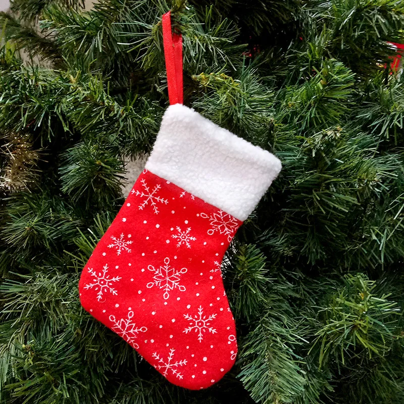 Hand-made большие носки рождественские украшения для подарков Карамельный цвет Снежинка праздник декоративные носки Рождественская елка украшения