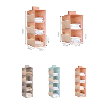 

Hanging Storage Organizer Multilayered Hanging Storage Bag for Clothes Underwear Socks (Pink/Blue/Gray)