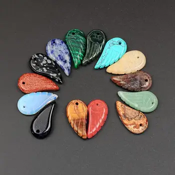 

12 PCS Wholesale Druzy Natural Stone Jewelry Pendant Angel Wings Chakra Power Necklace Earrings Pendants Charms Jewerly Making