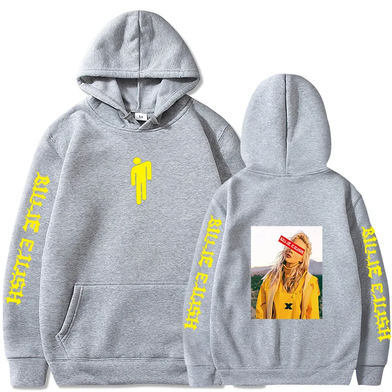 Light grey 03 Billie Eilish, модные толстовки с принтом для мужчин/женщин, толстовки с капюшоном и длинным рукавом,, повседневные трендовые уличные толстовки - Цвет: Light grey 03