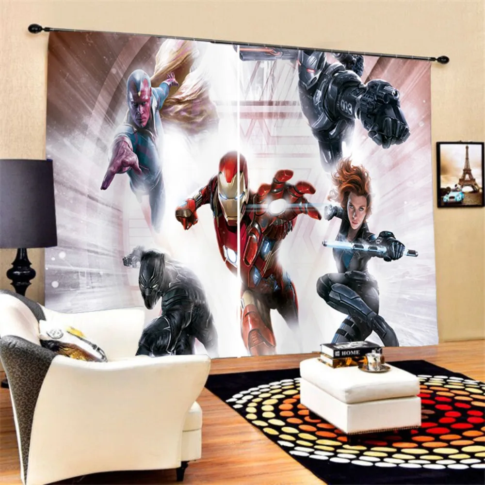 

Super Hero Avengers Alliance Window Curtain Polyester Thermal Insulated Black-out Curtain Living Room Decor Draperies 2 Panels