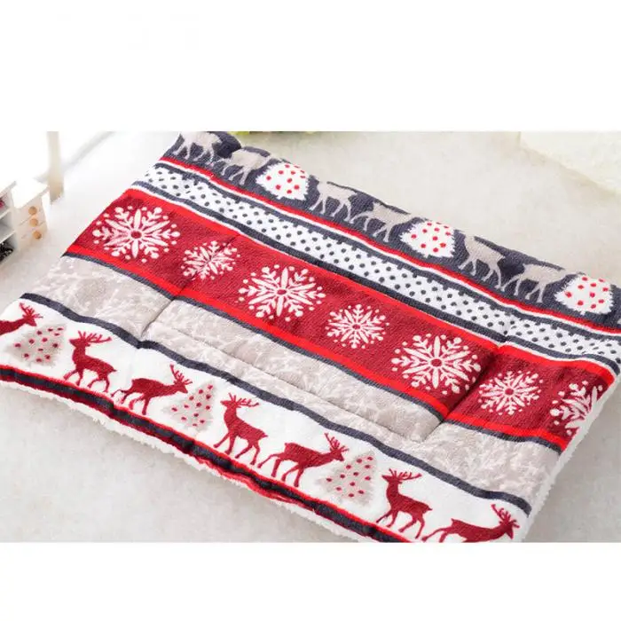 Зимняя подушка для домашних животных теплая мягкая подушка фланелевый с принтом хлопковый матрас Рождественская подстилка для собаки одеяло для щенка Наматрасники S/M/L/XL