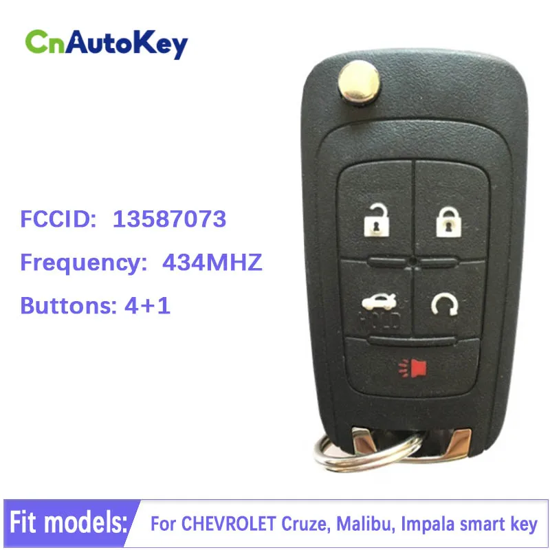 

CN014059 5 Button Remote Smart Key For Chevrolet Cruze Malibu Impala Keyless Go With PCF7952E Chip 433MHz HU100 Blade 13587073