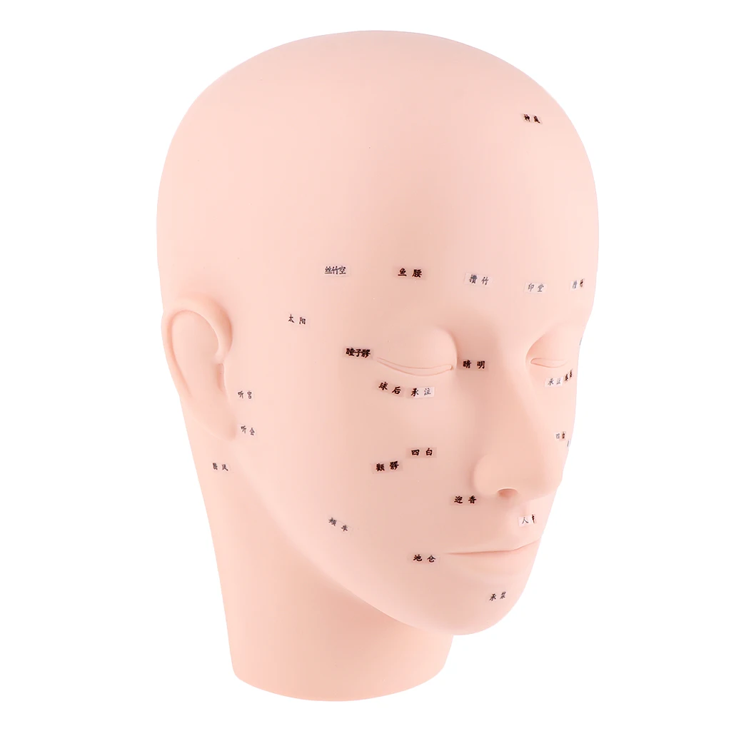 Massage Training Mannequin Makeup Head Manikin Face with Acupuncture Points for Eyelash Lip Extension Practice Model Soft PVC