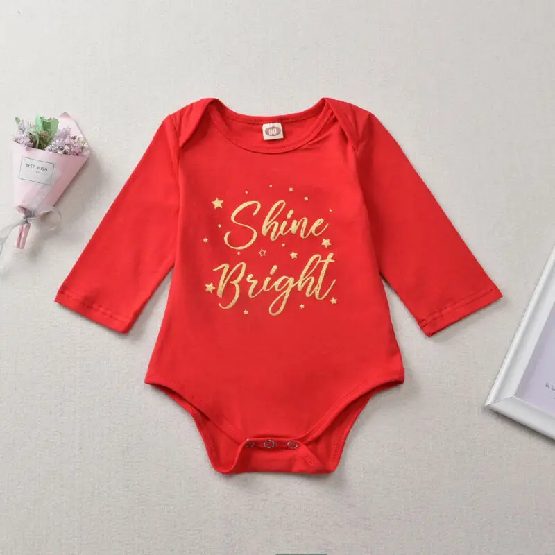 Christmas Infant Kids Baby Girl Long Sleeve Cotton Bodysuit Tops Plaid Lace Skirt Headband 3PCS Xmas Clothing Set