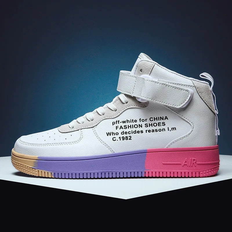 

2019 Autumn New Style Korean-style Hight-top Air Force MEN'S SHOES Versatile Sports Casual Board Shoes Classic White Shoes STUDE