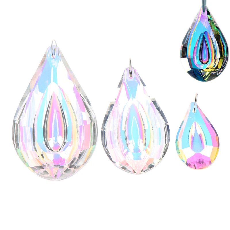 Colorful 76mm Chandelier Pendants Glass Crystals Lamp Prisms Parts Hanging Drops 