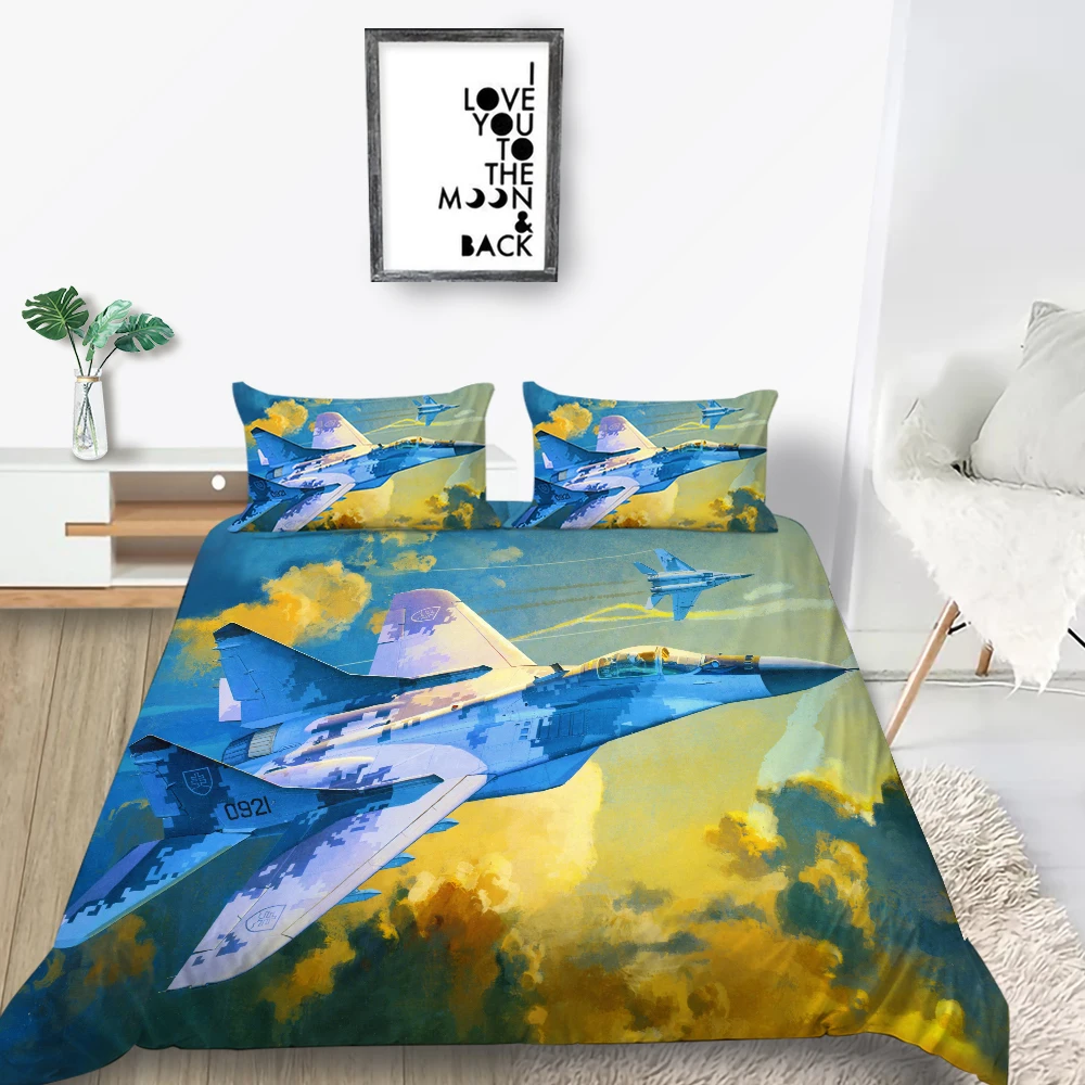 

Fighter Bedding Set Queen Soft Fashionable 3D Duvet Cover Plane Hot Sale King Twin Full Single Double Unique Design Bed Set