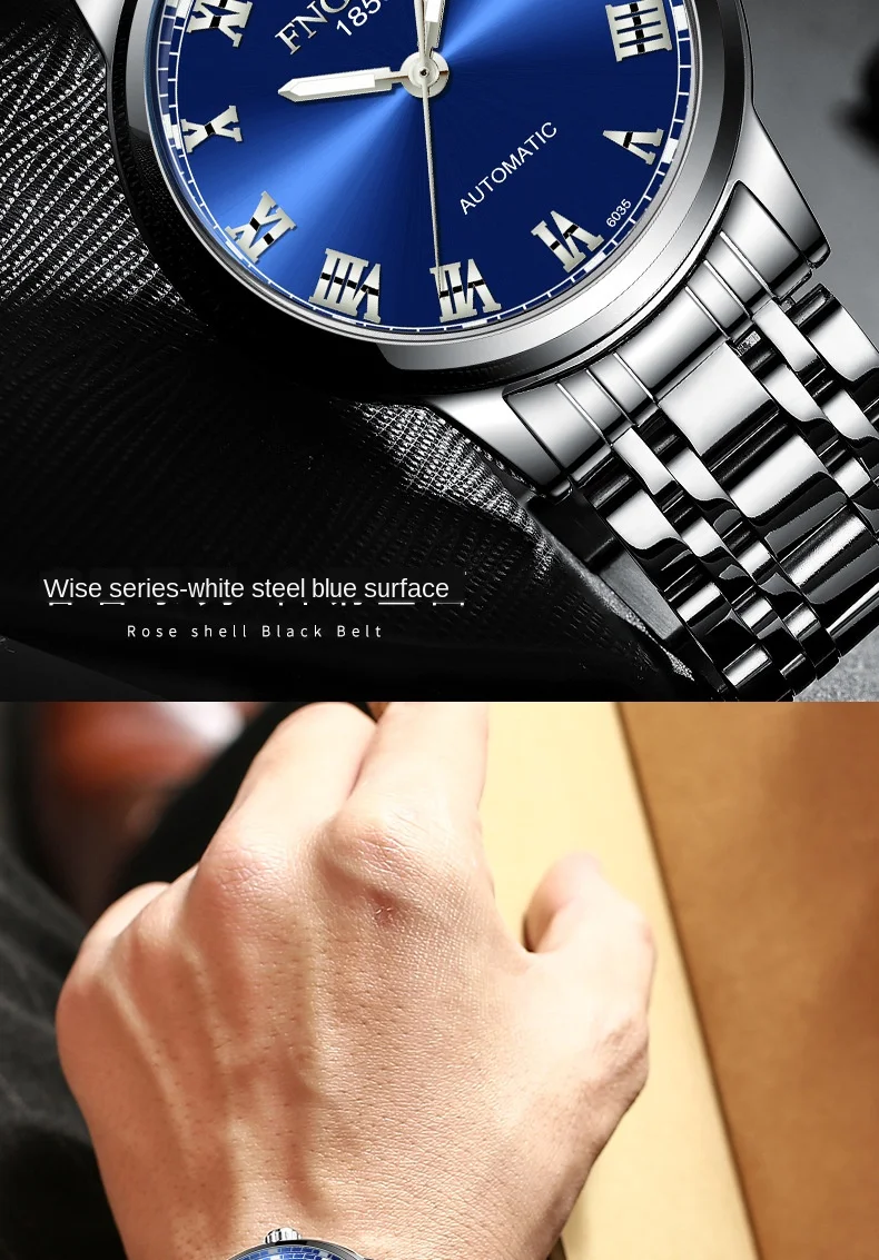 Hot Selling FNGEEN Brand Hollow Calendar Automatic Analog Watch Mens Watch Waterproof Business Men Wristwatch Relogio Masculino