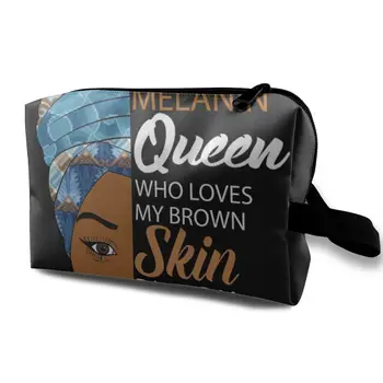

NOISYDESIGNS Black African Girls Print Makeup Bags Black Cosmetics Pouchs For Travel Ladies Women Cosmetic Bag Storage