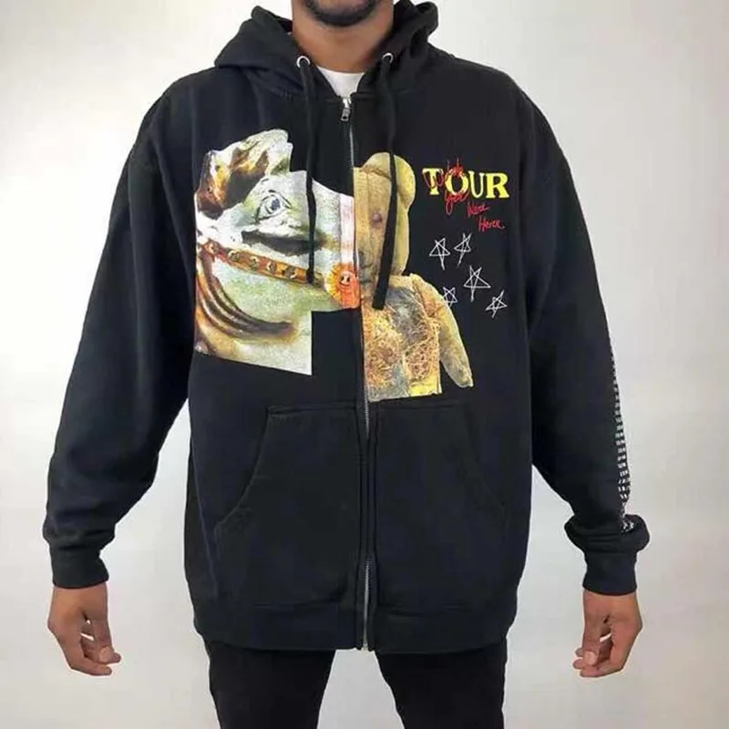 Трэвиса Скотта Astroworld Wish You WAS Here толстовка мужская и женская черная с капюшоном толстовки уличная Молния Harajuku мужская Толстовка