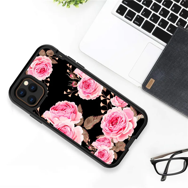 03 Передняя и задняя 360 Полный корпус защитный чехол для iPhone 11Pro max мраморный цветок гальванический блеск Гибридный ТПУ+ резина жесткий прочный - Цвет: 03