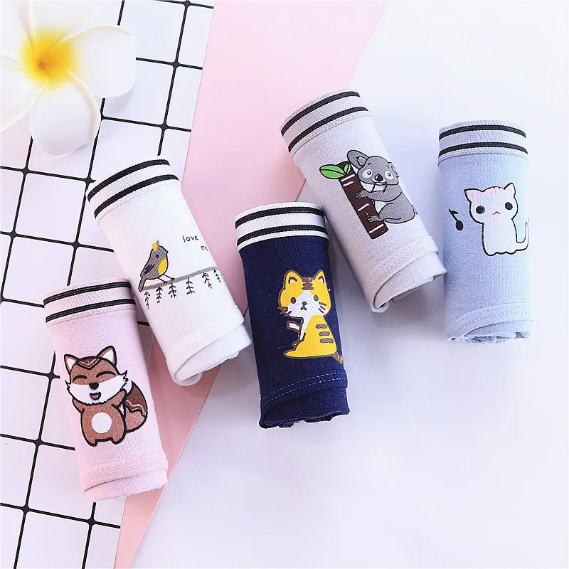 

Women Regular Cartoon Animal Underwear Women's Cotton Mid-rise Cotton Double Bottom Briefs 95% Cotton + 5% Spandex Panties