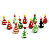 Mini árbol de Navidad de cristal hecho a mano, figuritas de arte, adornos coloridos de alto grado, colgante lindo, accesorios de decoración colgante de Navidad