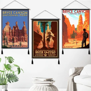 

See America Bryce Canyon National Park Travel Hanging Cloth Cotton Line Paintings Poster Home Decor Wall Hanging Tapestry Gift