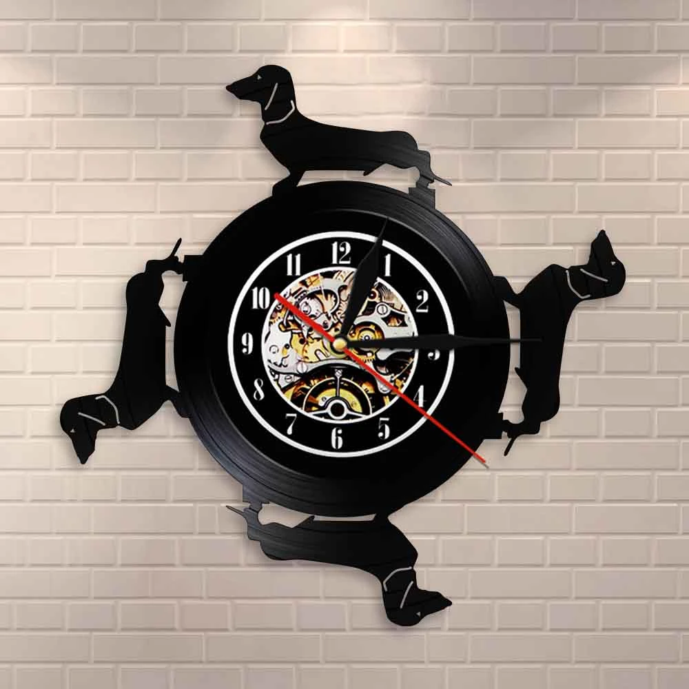 Long Haired Dachshund Dinding Seni Dachshund Anjing Wiener Vinyl Record Jam Dinding Anak Anjing Hewan Peliharaan Pecinta Hadiah Doggy Dekorasi Rumah Wall Clocks Aliexpress